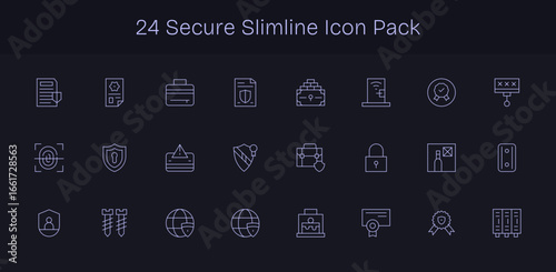 Secure - 24 Slim Line Vector Illustrations