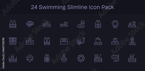 Swimming Design Icons - 24 in Slim Line Style