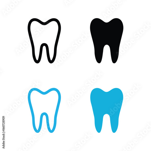 Four different styles of tooth icons for dental services