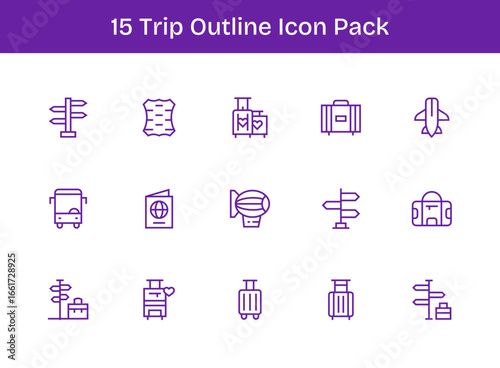 Trip Visual Pack - 15 Outline Icons