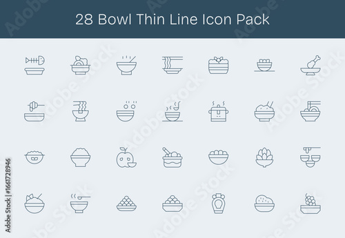 28 Icons for Bowl in Thin Line Format