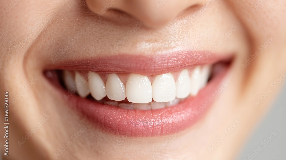 Obraz premium Close-up,white teeth smile,healthy mouth,woman smiling lips,World Oral Health Day concept.