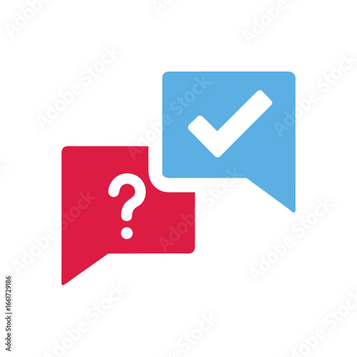 Question and answer chat bubbles with checkmark