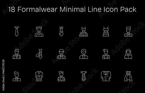 18 Minimal Line Style Icons - Formalwear Collection