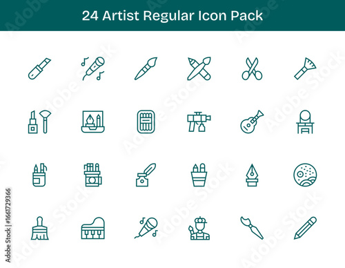 Regular Outline Icons - Artist Set with 24 Vectors