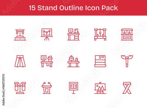 Outline Style Stand Icons - 15 Vectors