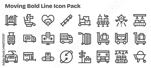 Moving Design Icons - 24 in Bold Outline Style