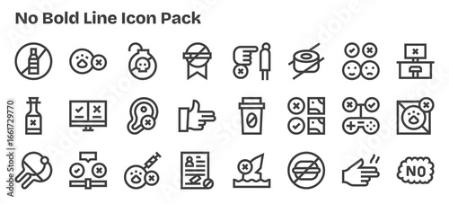 No Icon Set - 24 Bold Outline Graphics