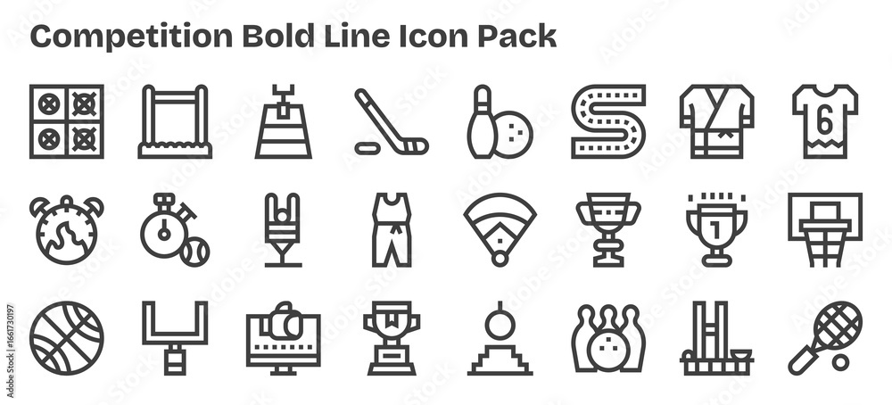 Fototapeta premium Competition Icon Collection - 24 Bold Outline Designs