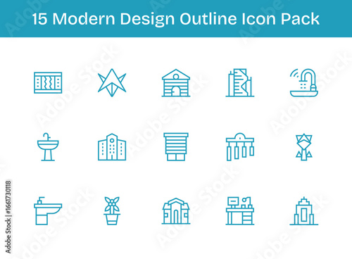 Modern Design - 15 Icons in Outline Design