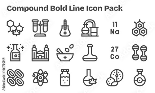Compound Vector Set - 18 Bold Line Icons