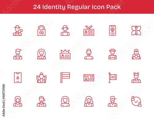 Identity - 24 Icons in Regular Outline Design