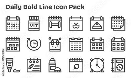 Bold Line Icons - Daily Set with 18 Vectors