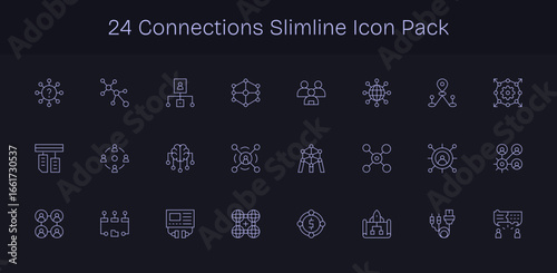 24 Slim Line Designs - Connections Vector Icons