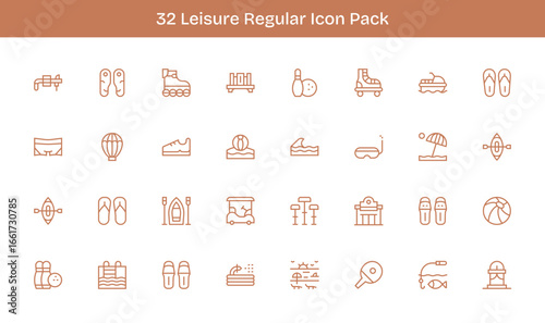 Leisure Icon Collection - 32 Regular Line Designs