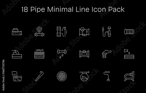 18 Minimal Line Designs - Pipe Vector Icons