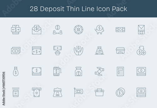 28 Deposit Icons in Thin Line Aesthetic