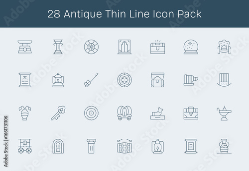 Antique Vector Set - 28 Thin Line Icons