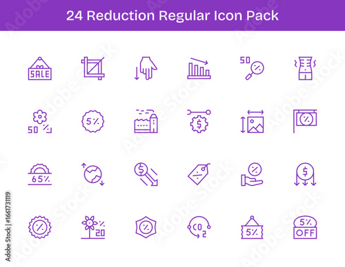 Reduction Vector Set - 24 Regular Outline Icons