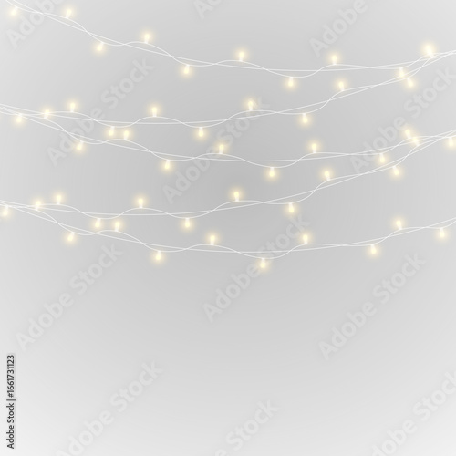 png glowing christmas garland with gold ribbon lamp string decorative festive border holiday background transparent vector celebration party winter card happy new year event
