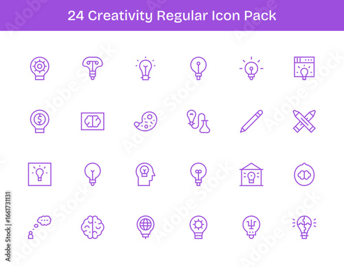 24 Regular Outline Icons - Creativity Graphics