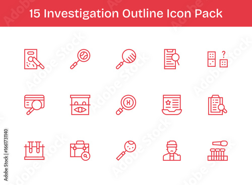 Investigation Design Icons - 15 in Outline Style
