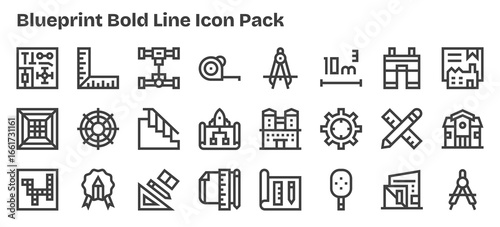 Blueprint Vector Set - 24 Bold Outline Icons