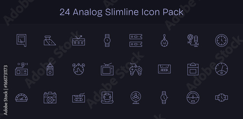 24 Slim Line Designs - Analog Vector Icons