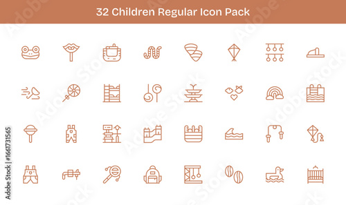 Regular Line Style Children Icons - 32 Vectors