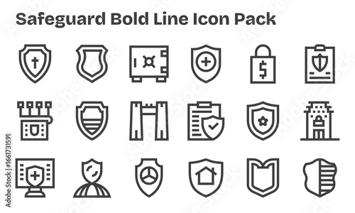 Bold Line Icons - Safeguard Set with 18 Vectors