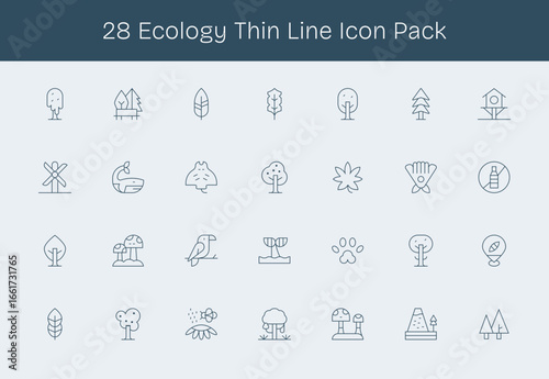 Ecology Icon Set - 28 Thin Line Graphics