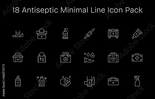 Antiseptic Vector Set - 18 Minimal Line Icons