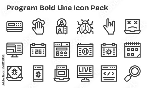 18 Bold Line Icons - Program Graphics