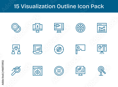 Visualization - 15 Outline Vector Illustrations