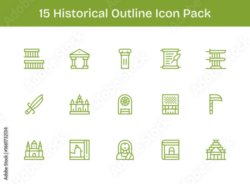 Historical Icon Collection - 15 Outline Designs