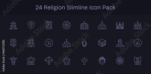Religion Vector Set - 24 Slim Line Icons