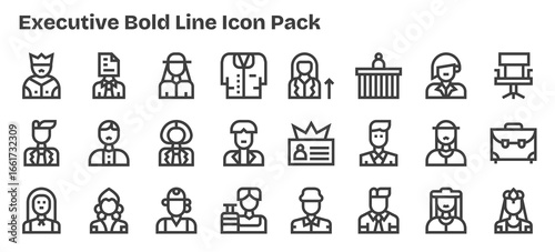 24 Executive Icons in Bold Outline Aesthetic