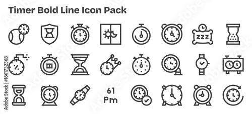 24 Bold Outline Vectors for Timer Theme