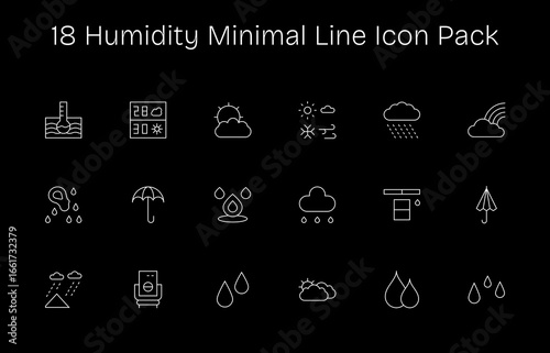 Humidity Icon Collection - 18 Minimal Line Designs
