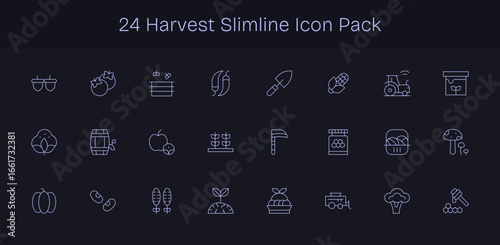 Harvest Vector Set - 24 Slim Line Icons
