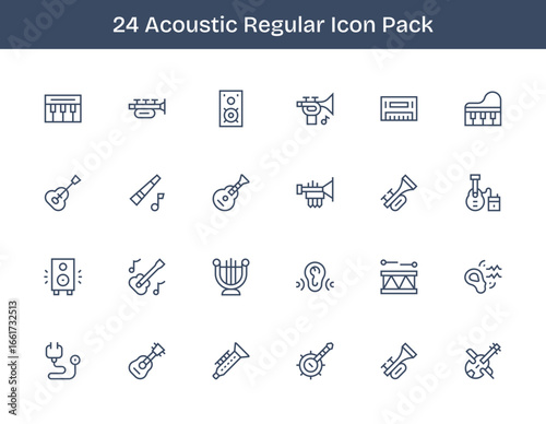 Acoustic - 24 Icons in Regular Outline Design