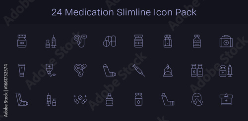 Medication - 24 Icons in Slim Line Design