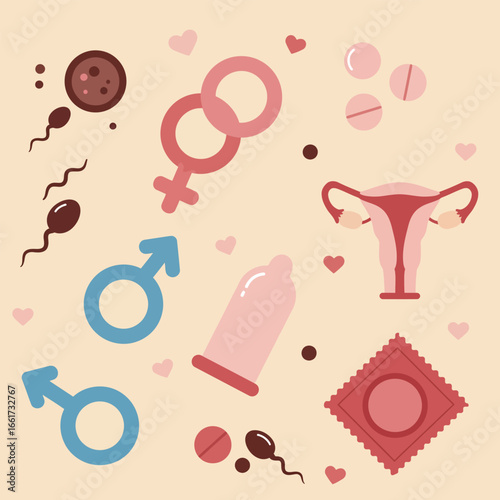 Illustration sexual health elements, vector design