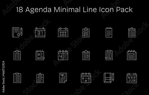 Minimal Line Style Agenda Icons - 18 Vectors