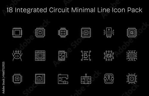18 Minimal Line Designs - Integrated Circuit Vector Icons