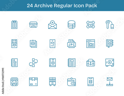 Archive Vector Set - 24 Regular Outline Icons