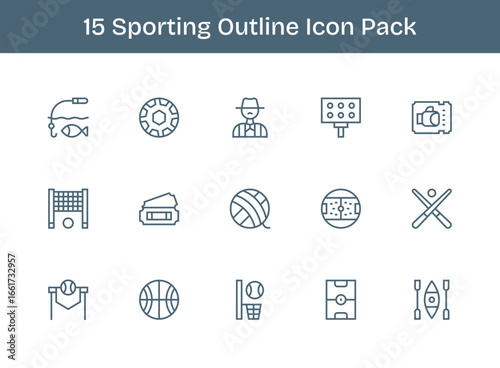 Outline Icons - Sporting Set with 15 Vectors