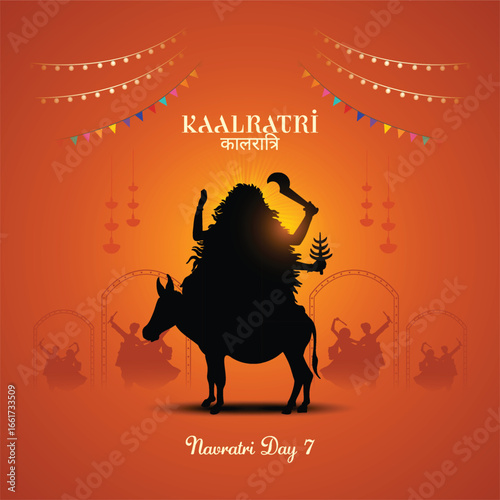 9 days of Navratri goddess durga avatars with color of the day. Day seven goddess kaalratri. Hindi translation kaalratri.