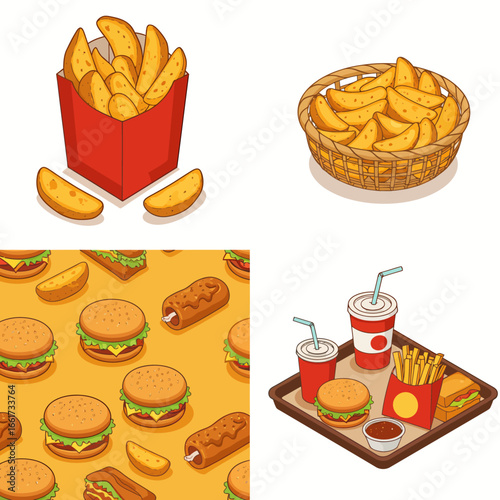 Delicious Fast Food Burgers, Fries, and Refreshments for an ImageFX Treat