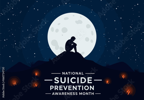 National suicide prevention awarness month, vector design illustration